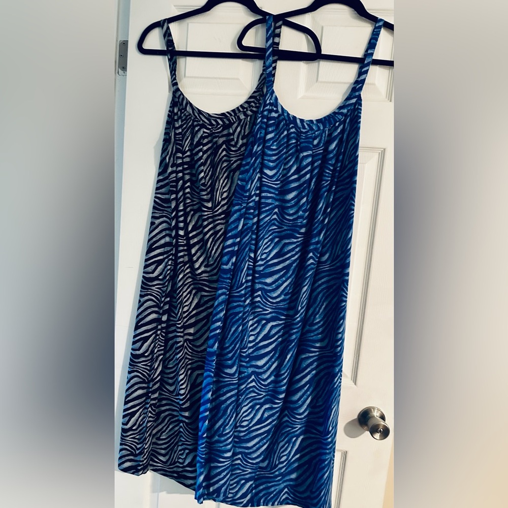 Zebra Print Maxi Dresses - One Blue & One Black